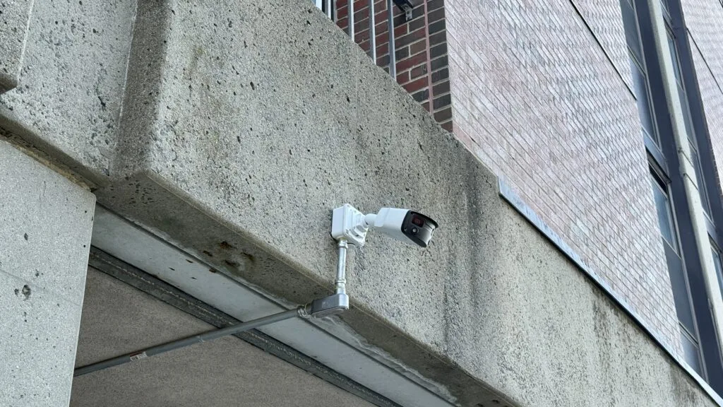 Outdoor bullet security camera installation